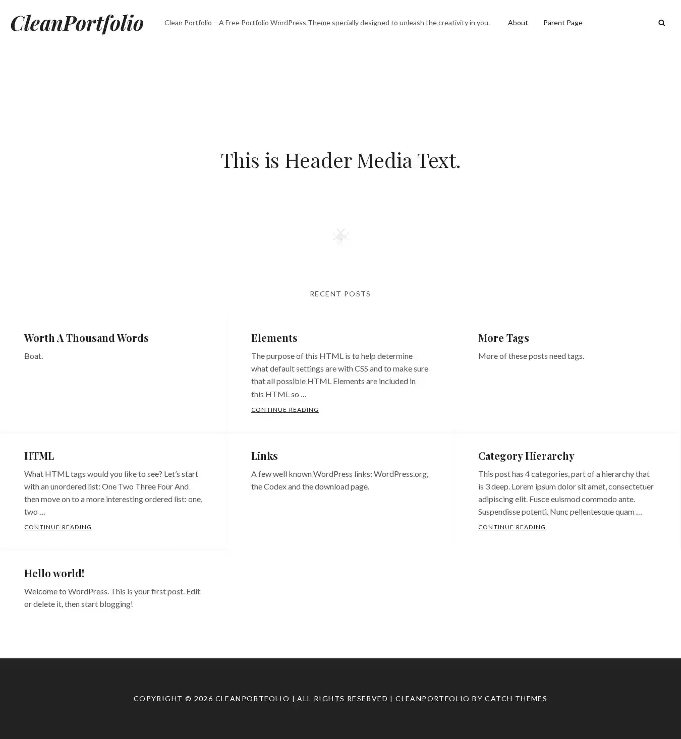 CleanPortfolio home page on desktop