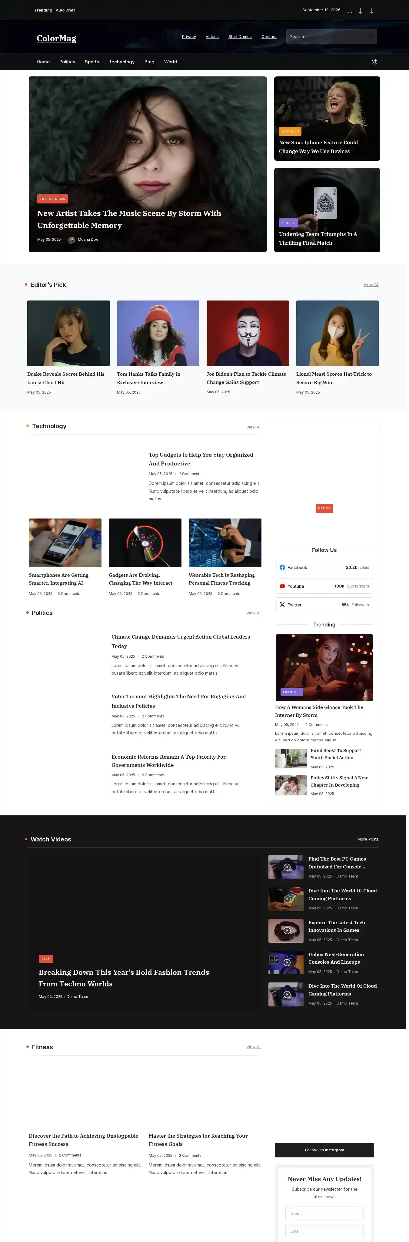 ColorMag home page on desktop