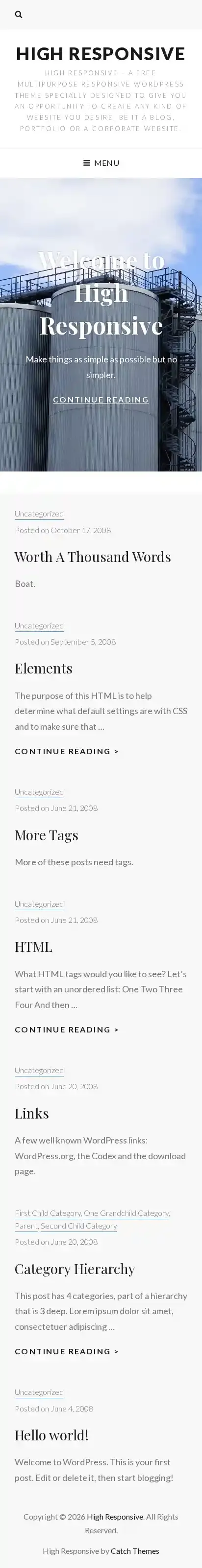 High Responsive home page on mobile