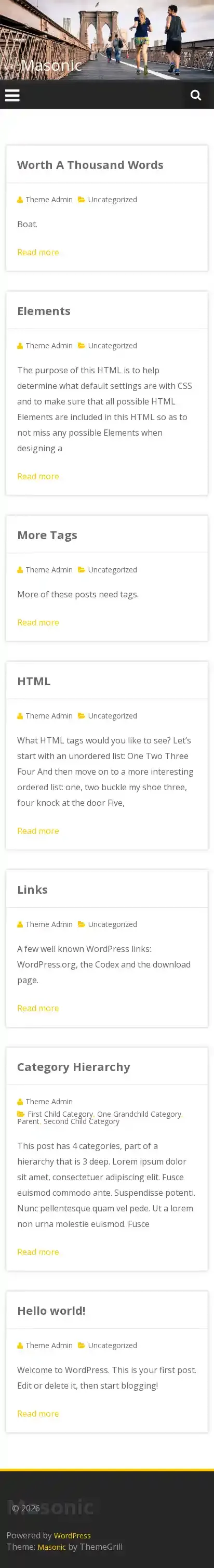 Masonic home page on mobile
