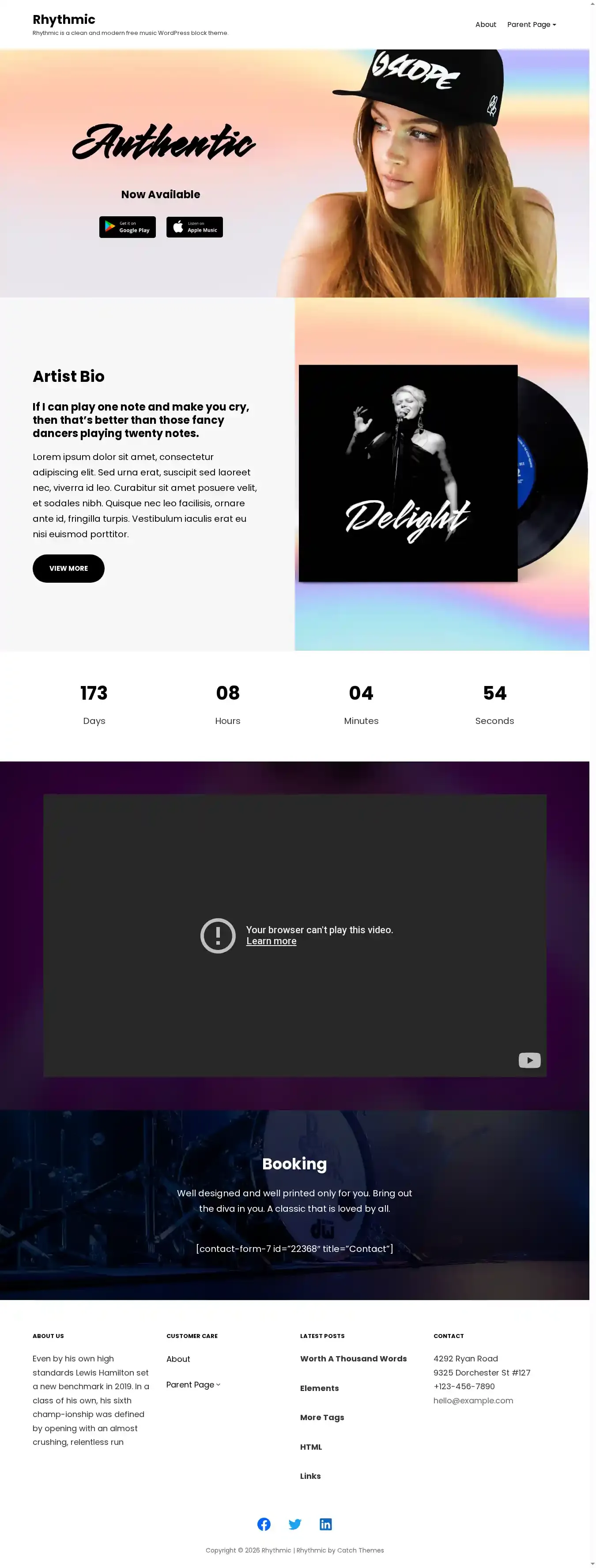 Rhythmic home page on desktop