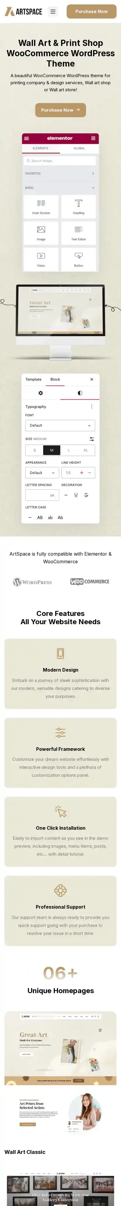 ArtSpace home page on mobile