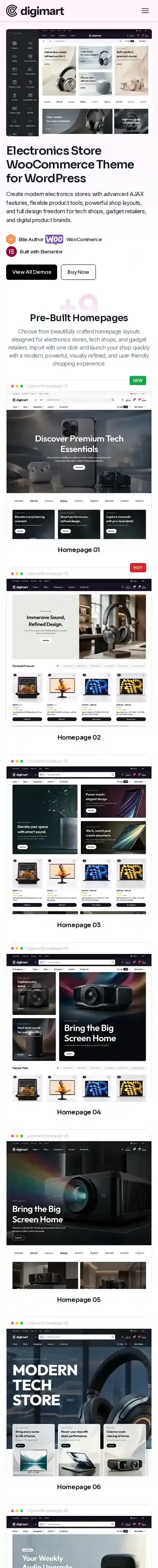 Digimart home page on mobile