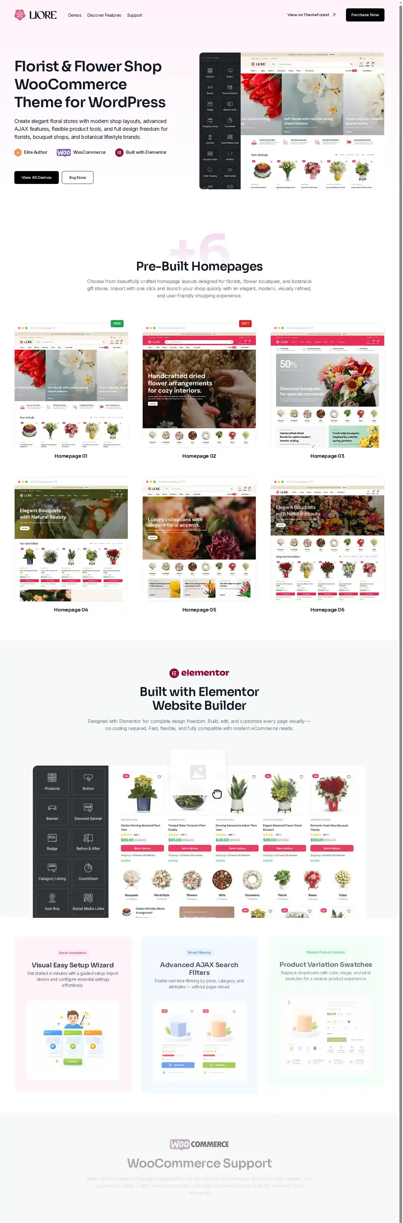 Liore home page on desktop